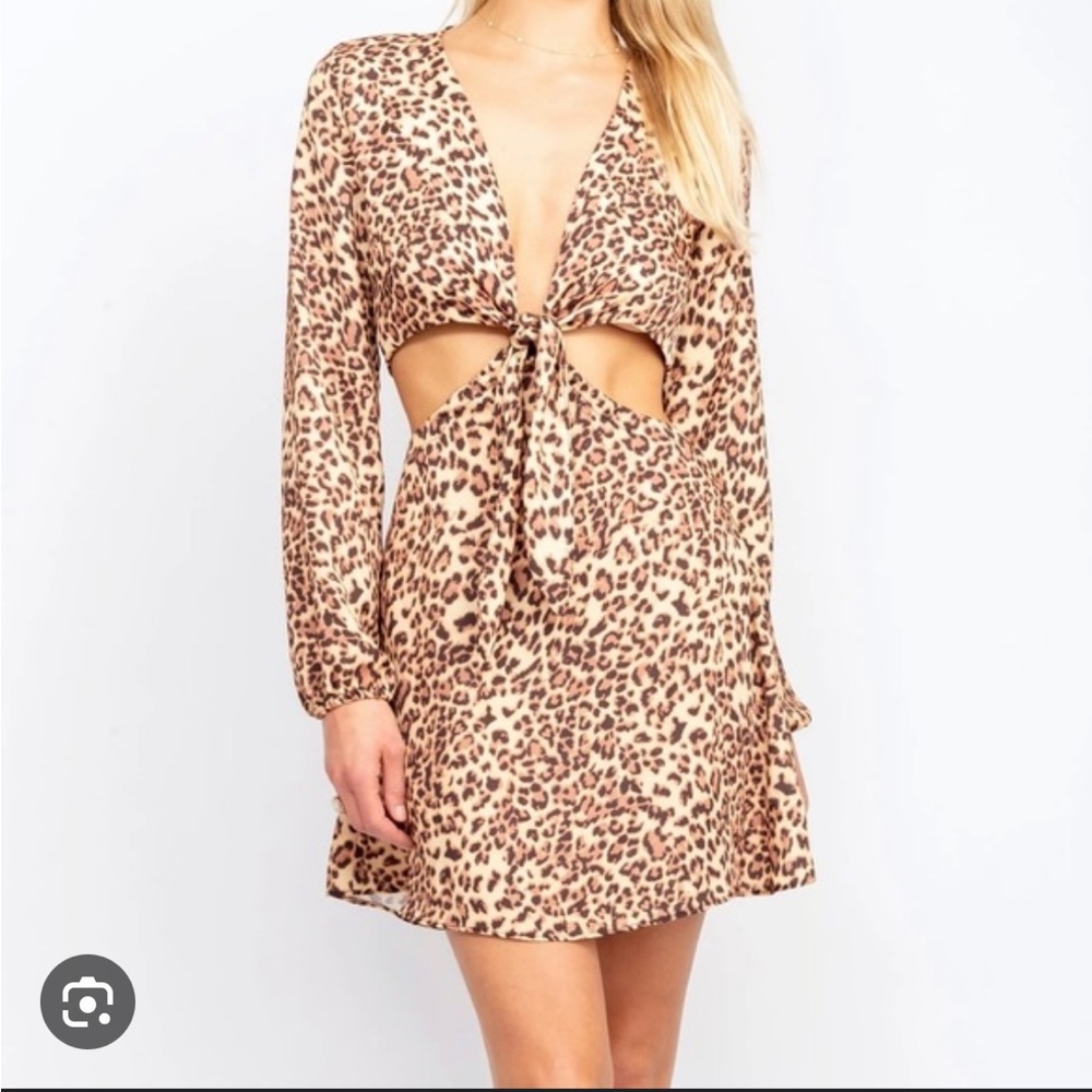 RESA JOJO Cheetah Print Exposed‎ Waist Dress. Size S
